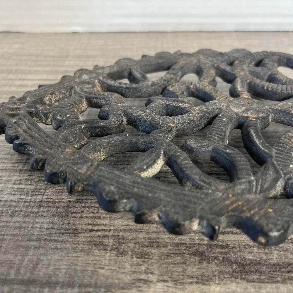Vintage 1948 J.Z.H Cast Iron Trivet Spade Shaped Iron Rest Rustic Wall Decor